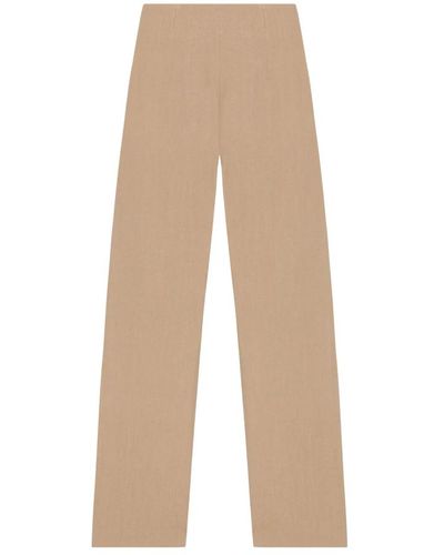 Cortana Pantaloni in lino e lana a vita alta - Neutro