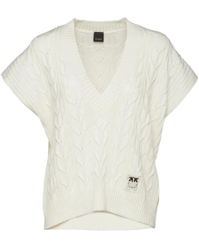 Pinko V-Neck Knitwear - White