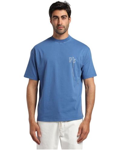 President's T-shirt girocollo mezza manica con ricamo logo - Blu