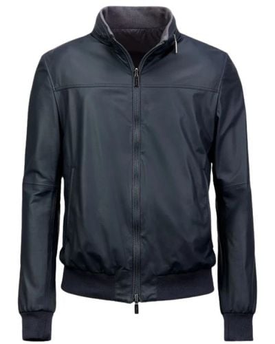 Gimo's Reversible leather bomber jacket - Blu