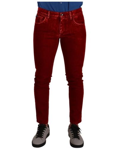 Dolce & Gabbana Rote skinny denim jeans aus baumwoll-stretch