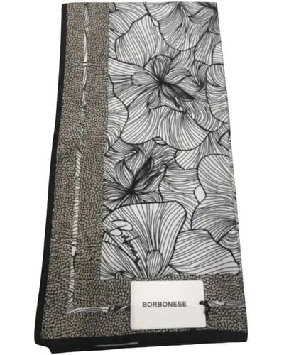 Borbonese Set di sciarpe in seta con stampa floreale - Grigio