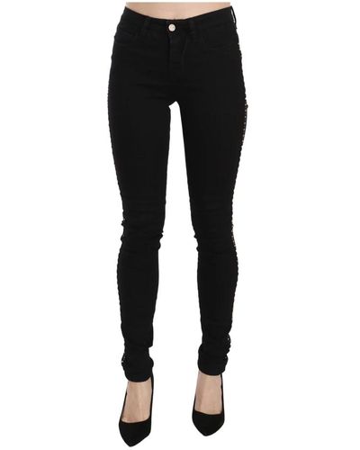 CoSTUME NATIONAL Schwarze verzierte skinny jeans mit mittelhoher taille