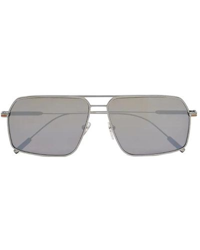 Zegna Quadratische metall-sonnenbrille mit silberspiegel - Grau