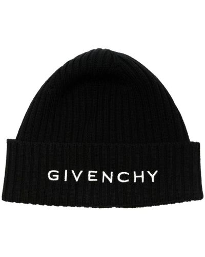 Givenchy Bestickte wollmütze schwarz umgeschlagener rand