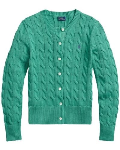 Polo Ralph Lauren Cardigan verde a maglia a trecce