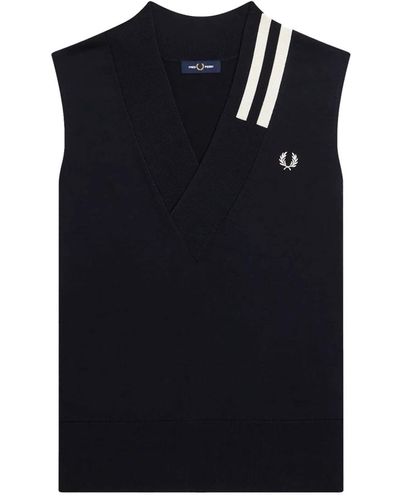 Fred Perry Gilet fp v-neck broken tipped tank - Nero