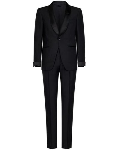 Tom Ford Single Breasted Suits - Black