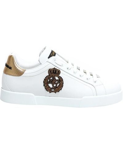 Dolce & Gabbana Portofino Sneakers mit Logo Patch - Weiß