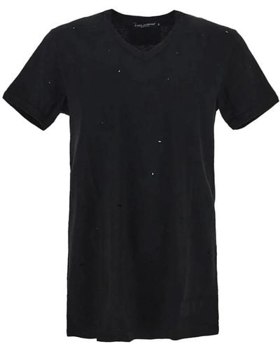 Dolce & Gabbana V-ausschnitt logo patch t-shirt - Schwarz