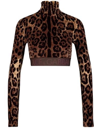 Dolce & Gabbana Leopard-print turtle-neck top - Braun