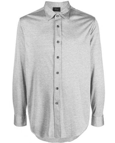 Brioni Knopfhemd aus seiden-baumwoll-mischung - Grau