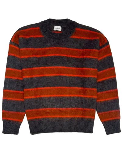 AMISH Gestreifter mohair crew pullover - Rot
