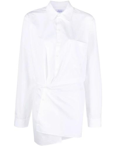 Off-White c/o Virgil Abloh Asymmetrisches baumwollhemdkleid off - Weiß