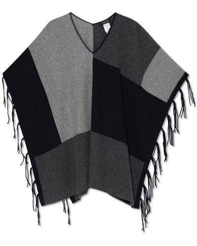 Fabiana Filippi Poncho con frange - Nero