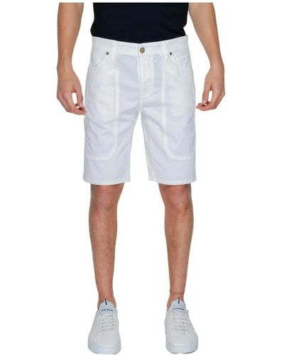 Jeckerson Shorts in cotone bianco con tasche - Blu