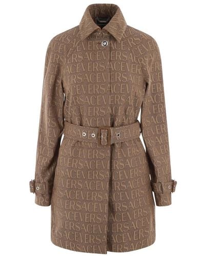 Versace Belted Coats - Brown