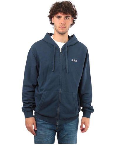 Mc2 Saint Barth Blaue zip-hoodie mit logo-detail