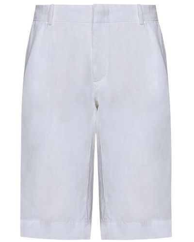 Malo Pantaloni in lino bianchi con chiusura nascosta - Blu
