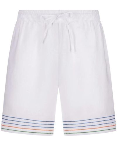 Casablancabrand Weiße leinen kettenstich shorts