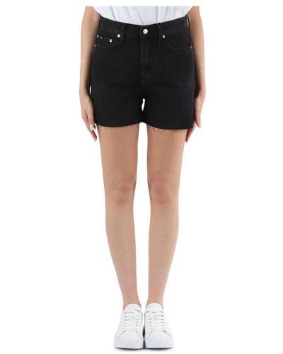 Calvin Klein Denim mom fit shorts mit fünf taschen - Schwarz