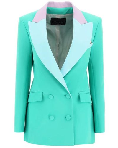 Hebe Studio Neo crepe doppelreihiger blazer mit kontrastdetails - Grün