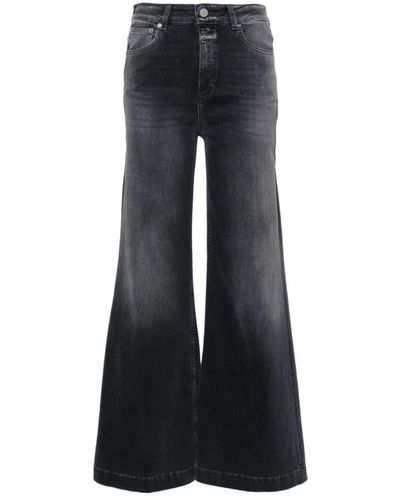 Closed Graue wide leg jeans aus bio-baumwolle - Schwarz