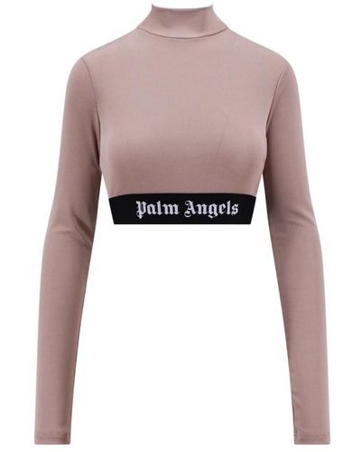 Palm Angels Elegante top de cuello alto en jersey elástico - Rosa