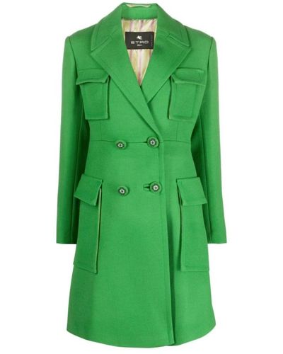 Etro Double-Breasted Coats - Green