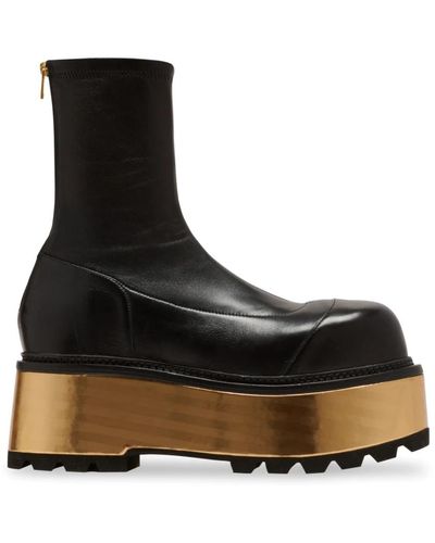 Balmain Leather platform boots - Nero