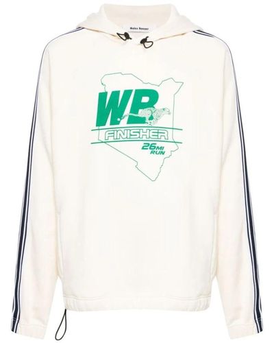 Wales Bonner Bio-baumwoll-sweatshirt mit sportlichem motiv - Weiß