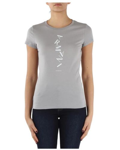 Armani Exchange Slim fit baumwoll t-shirt mit frontlogo - Grau