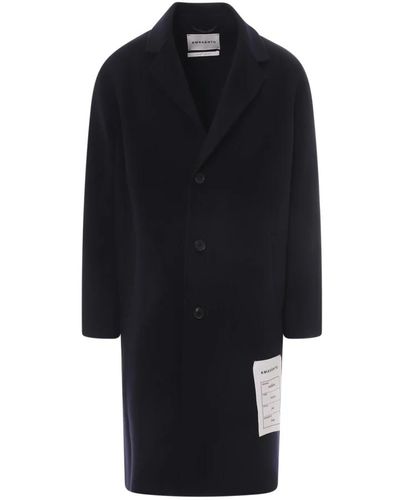 Amaranto Cappotto blu in lana e cashmere per uomo - Nero