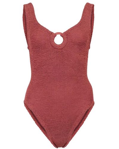Hunza G Burgunder einteiliger badeanzug mit hoop-detail - Rot