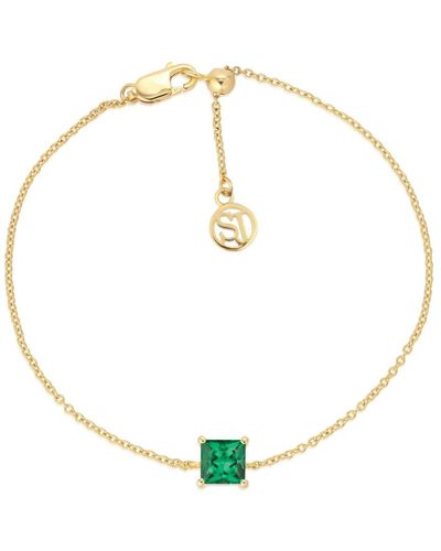 Sif Jakobs Jewellery Braccialetto quadrato con zirconi verdi - Metallizzato