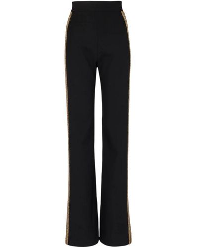 Balmain Pantalones de esmoquin de lana bordados - Negro