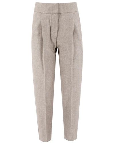 Le Tricot Perugia Pantalones minimalistas de lana - Gris