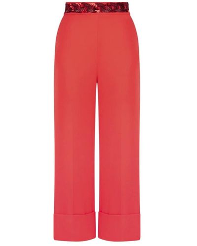 Elisabetta Franchi Cropped Trousers - Red