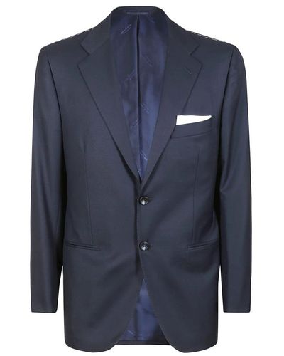 Kiton Single Breasted Suits - Blue