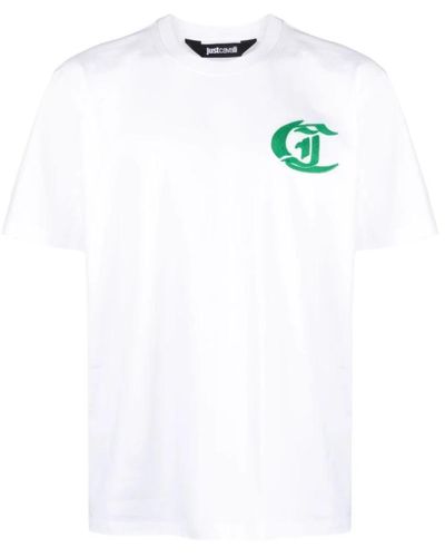 Just Cavalli Weißes grafik t-shirt und polo