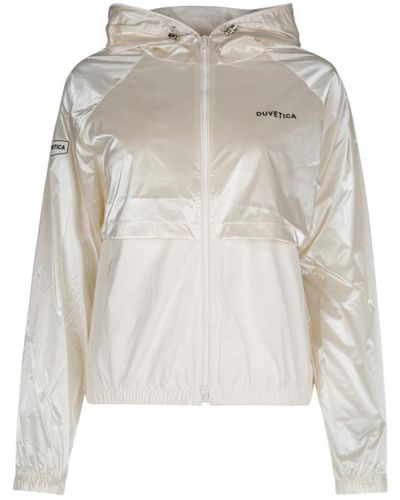 Duvetica Cremefarbener hoodie windbreaker jacken & mäntel,stilvolle jacken für männer und frauen - Weiß