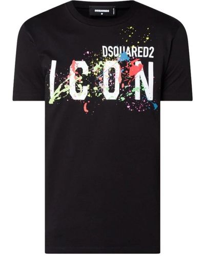 DSquared² Icon splatter cool magliette nera - Nero