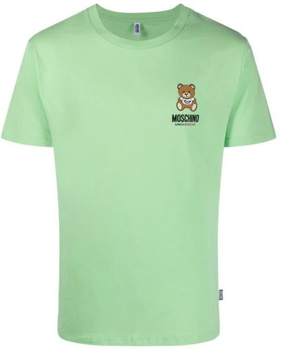 Moschino T-shirt in cotone con stampa del logo e motivo orso - Verde