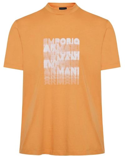 Emporio Armani Magliette in cotone uomo - Arancione