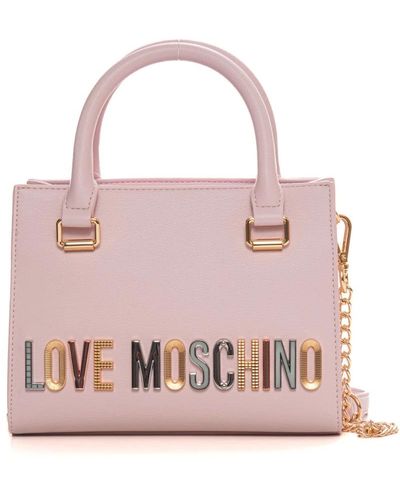 Love Moschino Metallic goldene handtasche mit logo - Pink