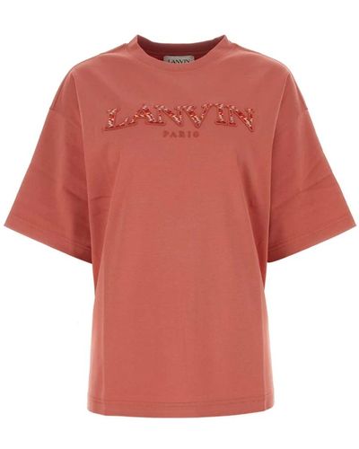 Lanvin T-shirt oversize in cotone rosa anticato - Rosso