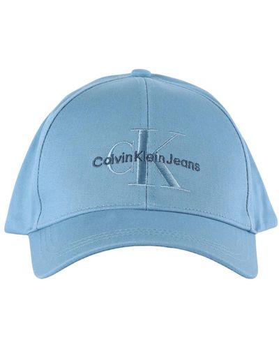 Calvin Klein Baumwollkappe mit frontlogo-stickerei - Blau