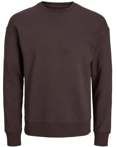 Jack & Jones Basic sweatshirt mit rundhalsausschnitt und überschnittenen ärmeln - Braun