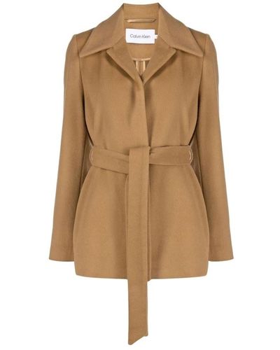 Calvin Klein Coats > belted coats - Neutre