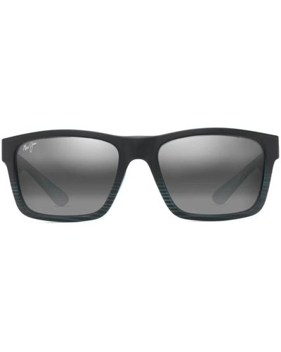 Maui Jim Schwarze sonnenbrille mit teal streifen - Grau